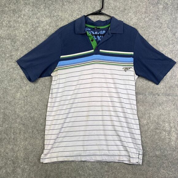 Fox Racing Polo Shirt Mens Large Stripe Outdoor Casual Biking Activewear - Picture 1 of 11